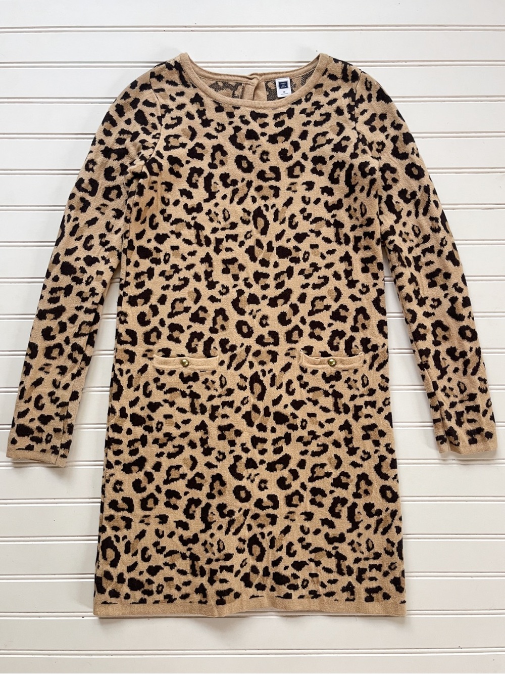 JANIE & JACK EUC Leopard Print Long Sleeve Knit Sweater Dress